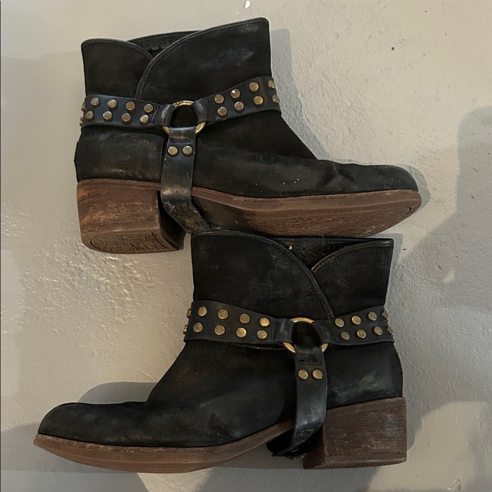 UGG- Darling Harness Studded Black Ankle Boots, Shearling Lined, Size 8.5